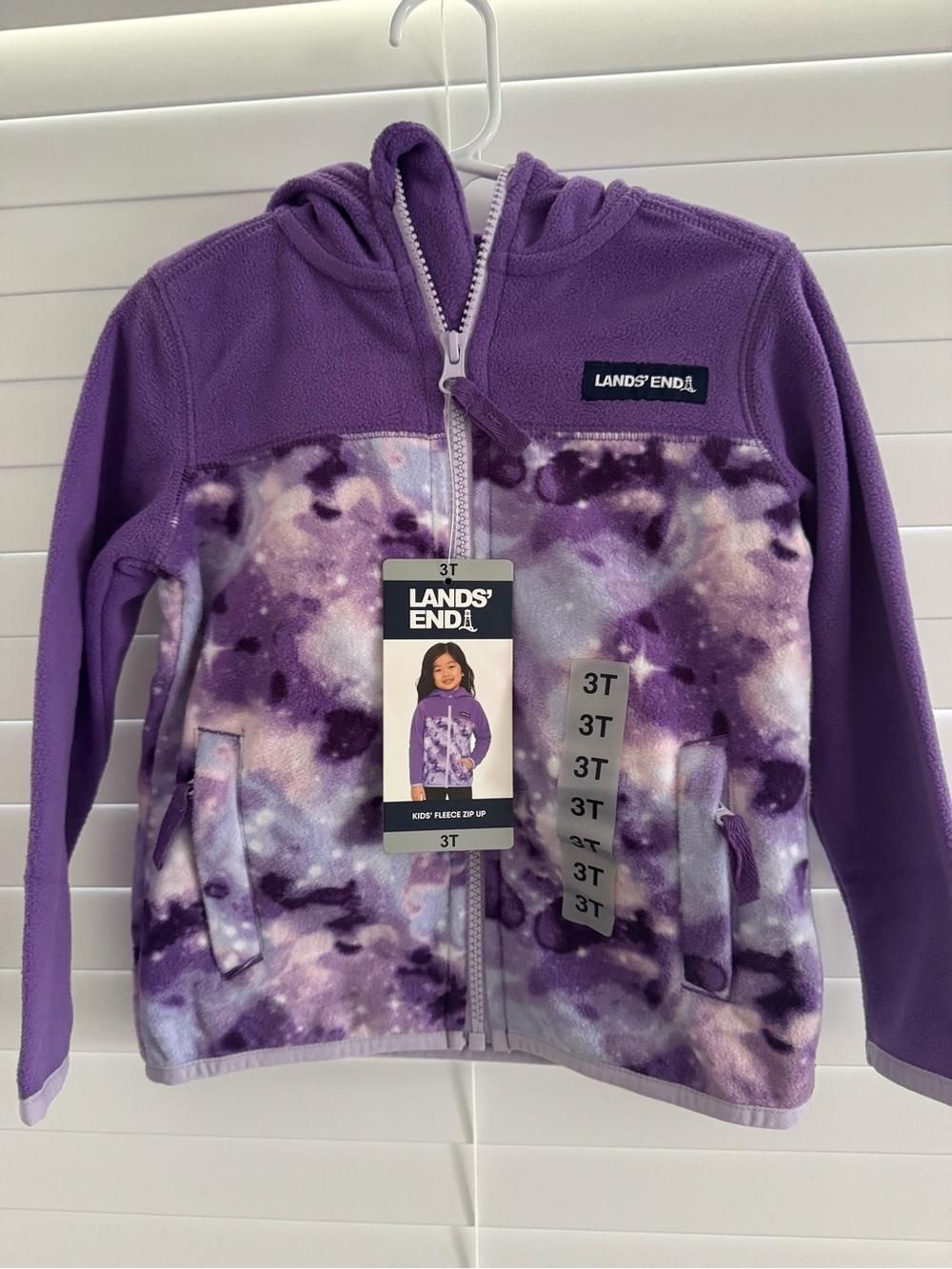 Lands' End Purple Tie-Dye Fleece Hoodie